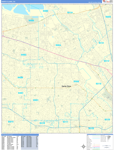 Santa Clara Wall Map